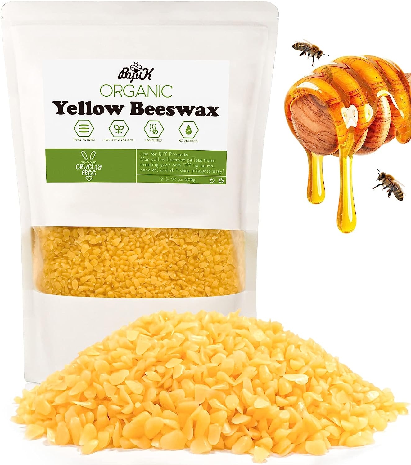 White Beeswax Pellets - 0.5Ib(200g) Beeswax for Candle Making - Beeswax  Pellets Cosmetic Grade Eco Friendly Products - Organic - The Bee Broker